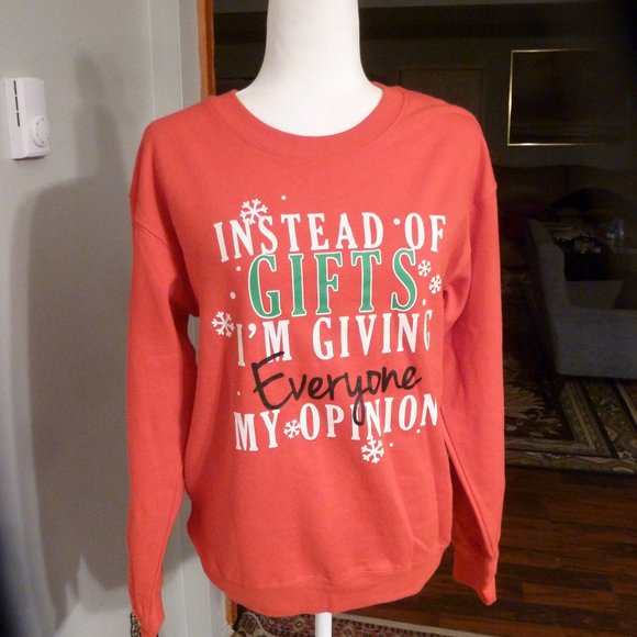 Holiday  red sweater w/ funny wording on it  NWOT  / Small - Picture 1 of 16